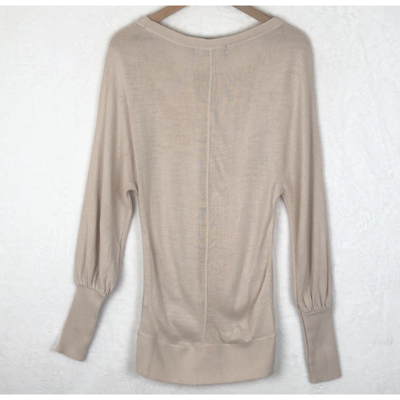 ZARA Sweater Women's Sz S Beige Wide Cuffed Raglan Scoop Comfort Morocco L/S - Picture 2 of 9